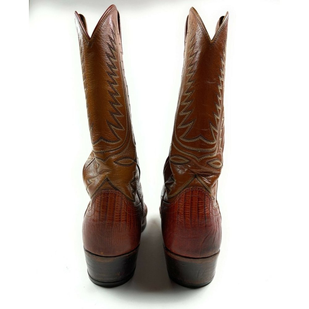 Dan Post Mens 9.5 D Snakeskin Leather Brown Exotic Western Cowboy Boots w/ Bag - Picture 7 of 16